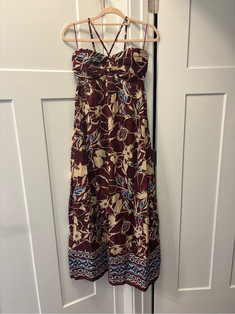 Floral Strappy Maxi Dress in Burgundy and Cream from VICI